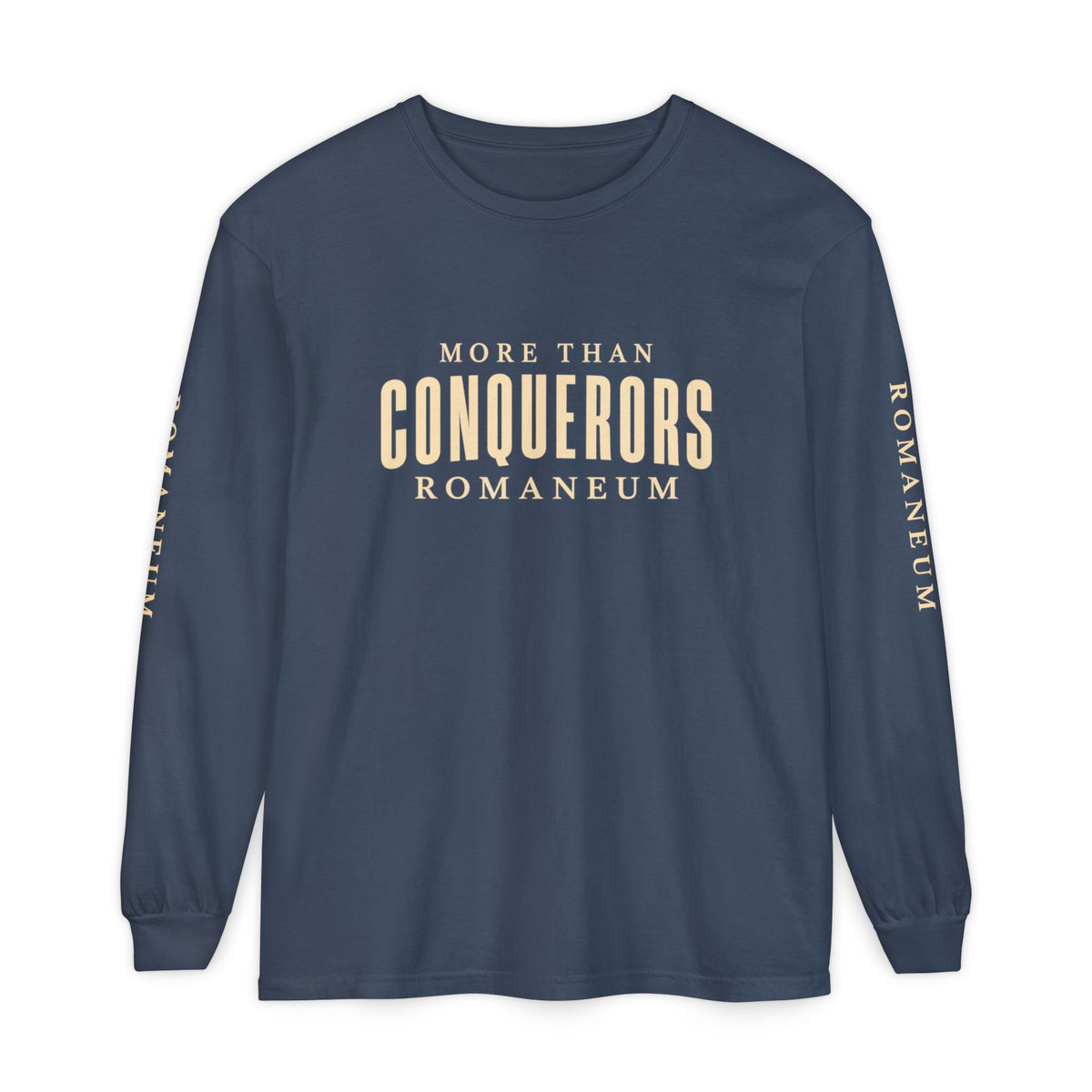 Conquerors Long Sleeve Tee — "More Than Conquerors" Romaneum