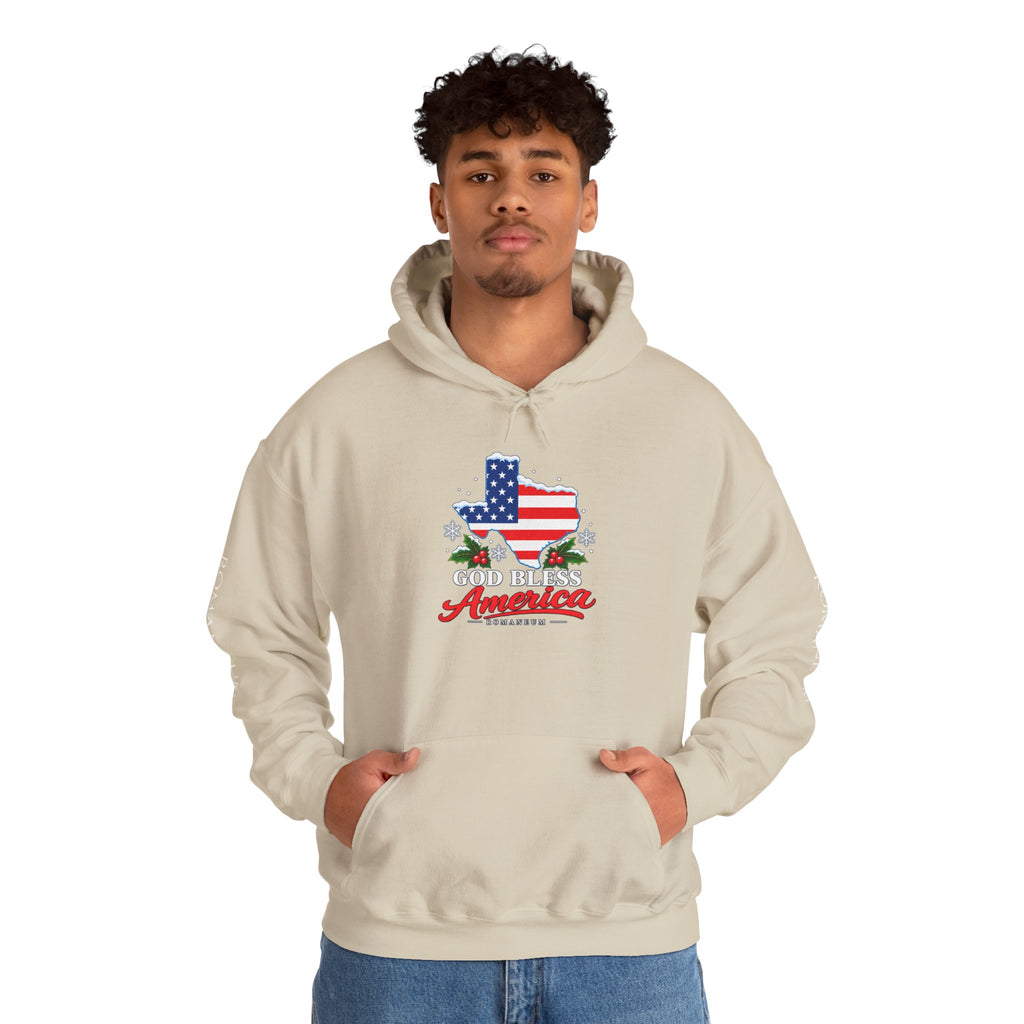 American Flag Texas Hoodie — God Bless America Patriotic Pullover