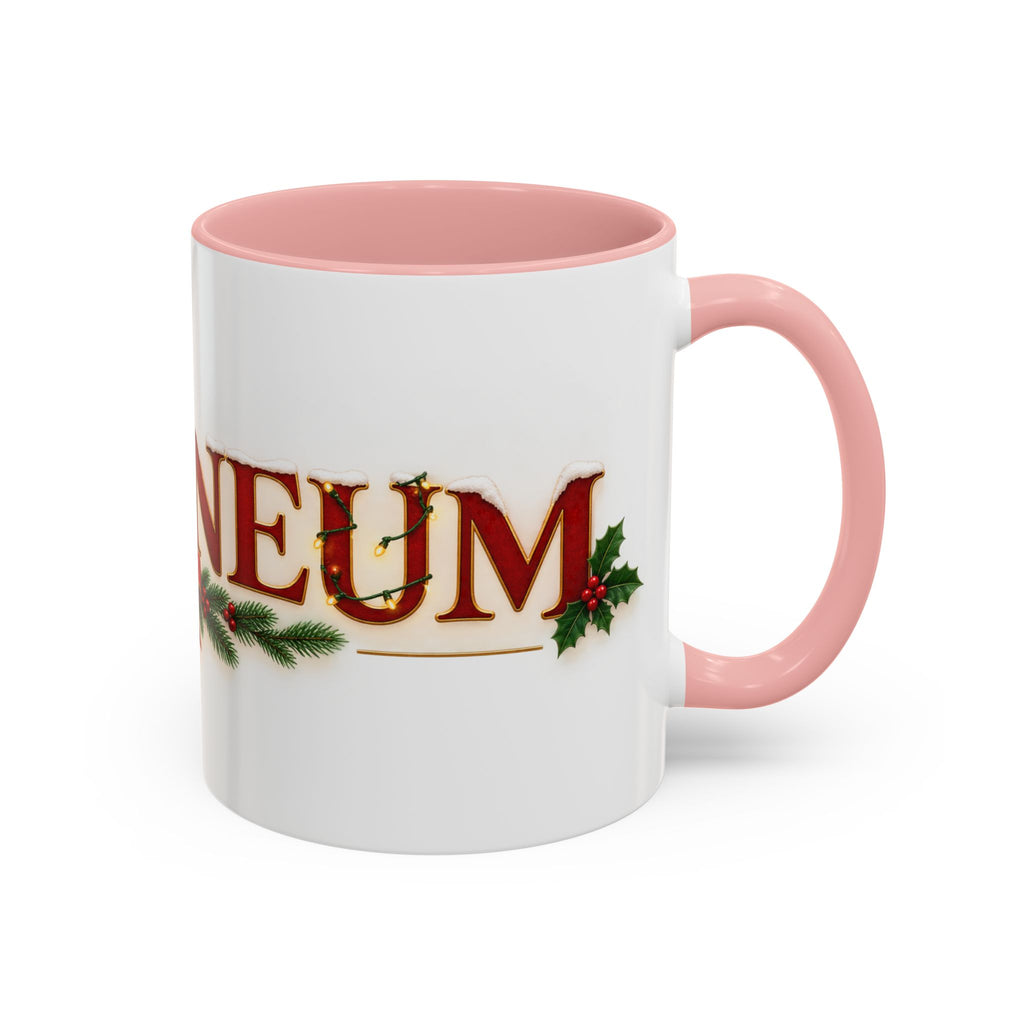 Christmas Accent Coffee Mug - Festive Garland & Bow Holiday Drinkware (11/15oz)
