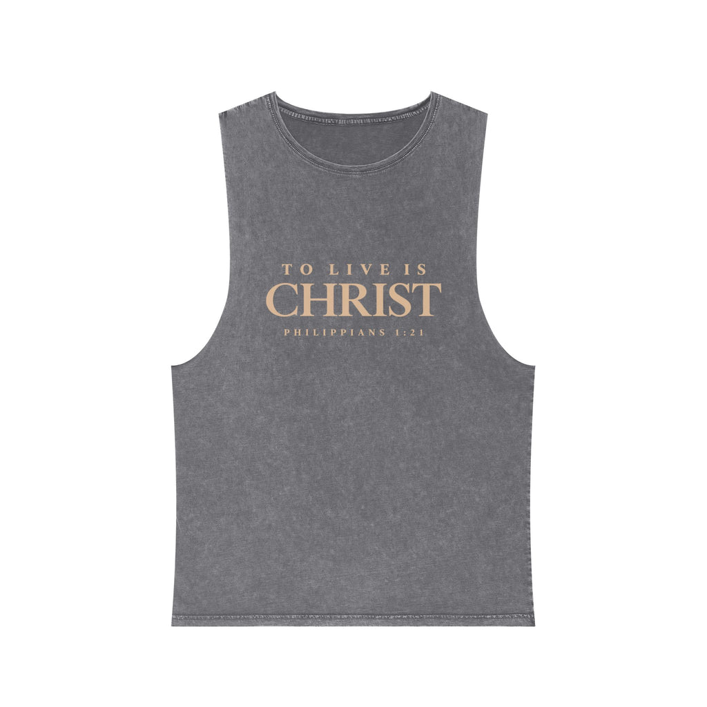 Romaneum Tank Top — "To Live Is Christ" Stonewash Tee