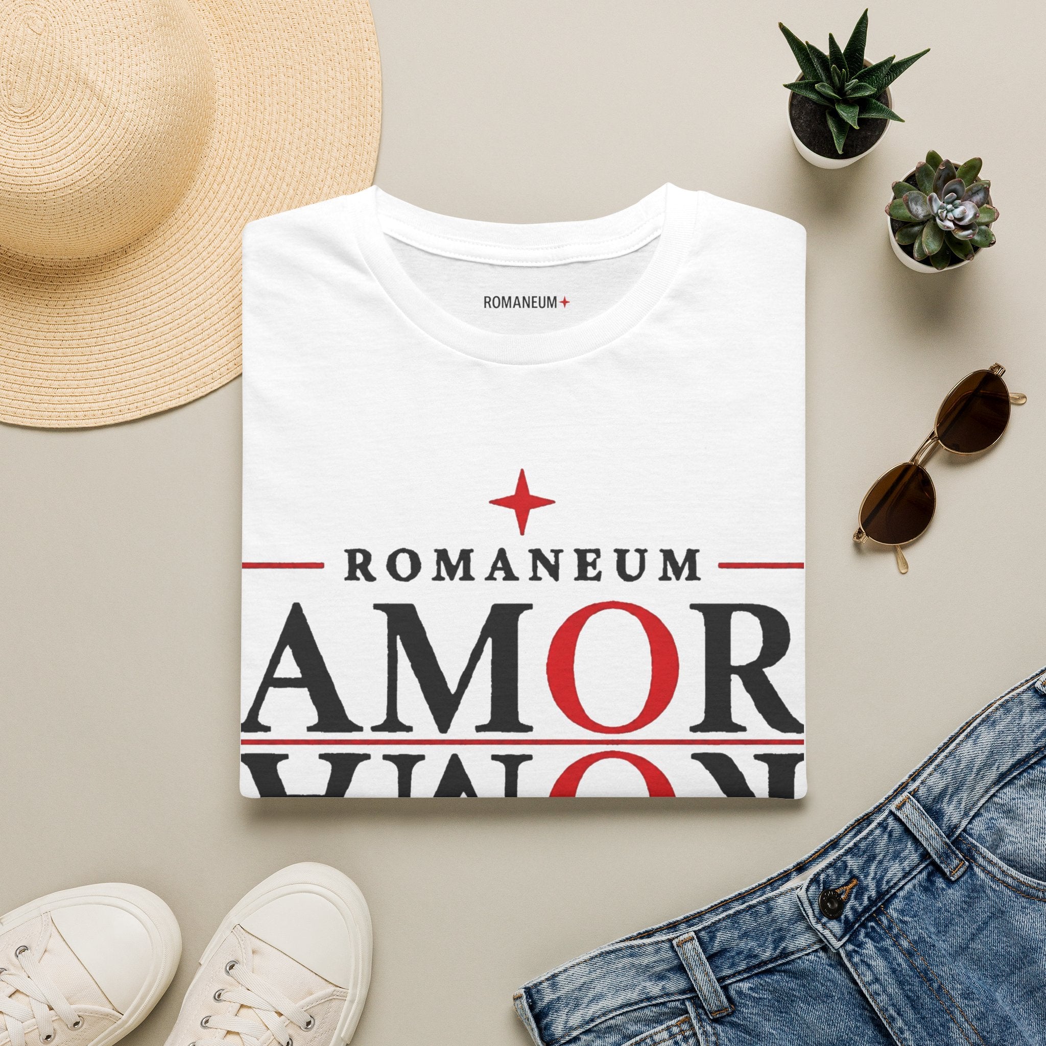 Amor/Roma 'ROMANEUM' Graphic T‑Shirt — 'AMOR' Reflection Design (God Is Love)