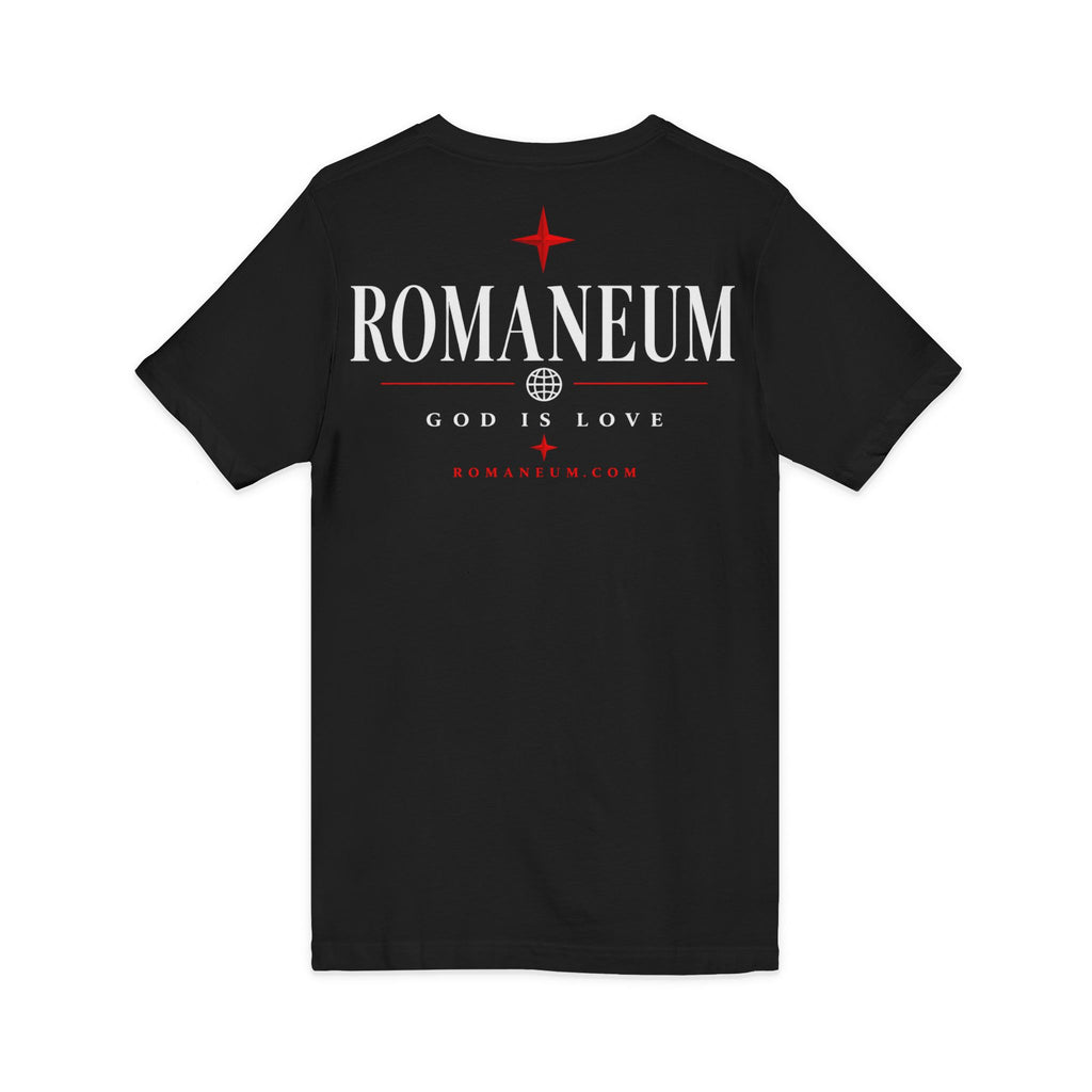Romaneum "Amor/Roma" V-Neck Tee — God Is Love Christian Graphic Shirt