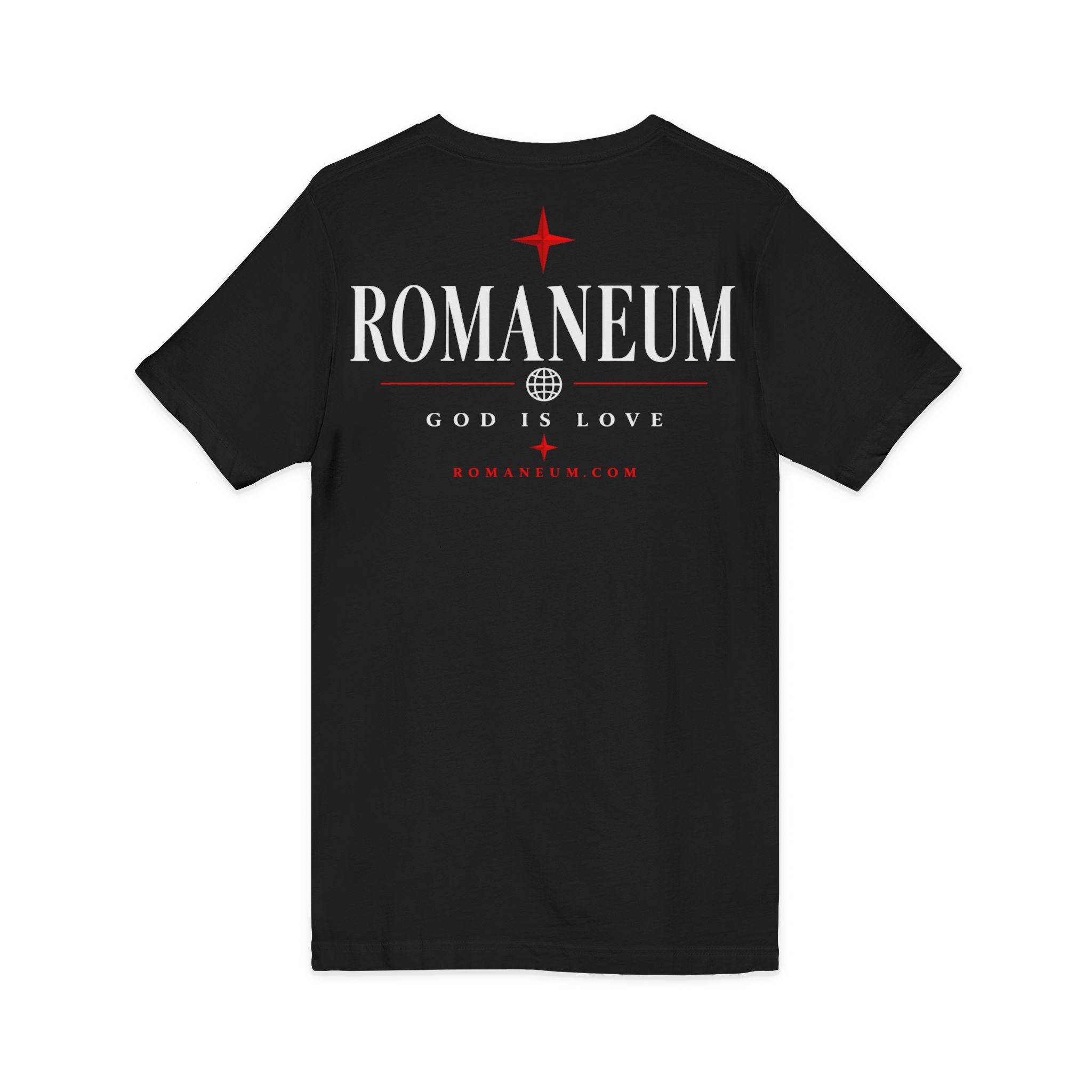 Romaneum "Amor/Roma" V-Neck Tee — God Is Love Christian Graphic Shirt