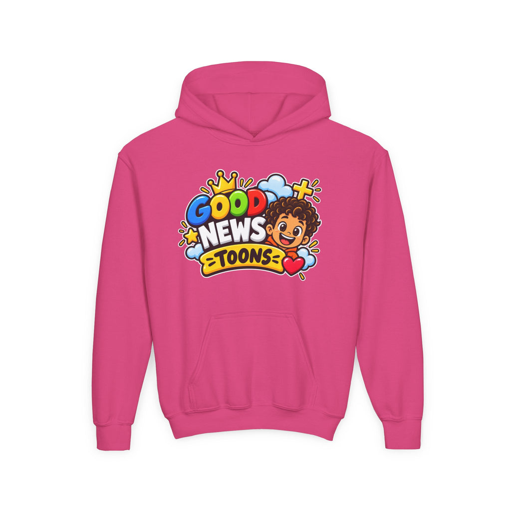 Youth Hoodie — "Good News Toons" Kids Cartoon Faith Hoodie (Faithful, Fun, Truth)