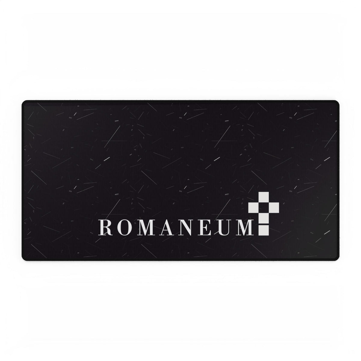 Romaneum Black Gaming Desk Mat — Large Mouse Pad with Minimal Logo