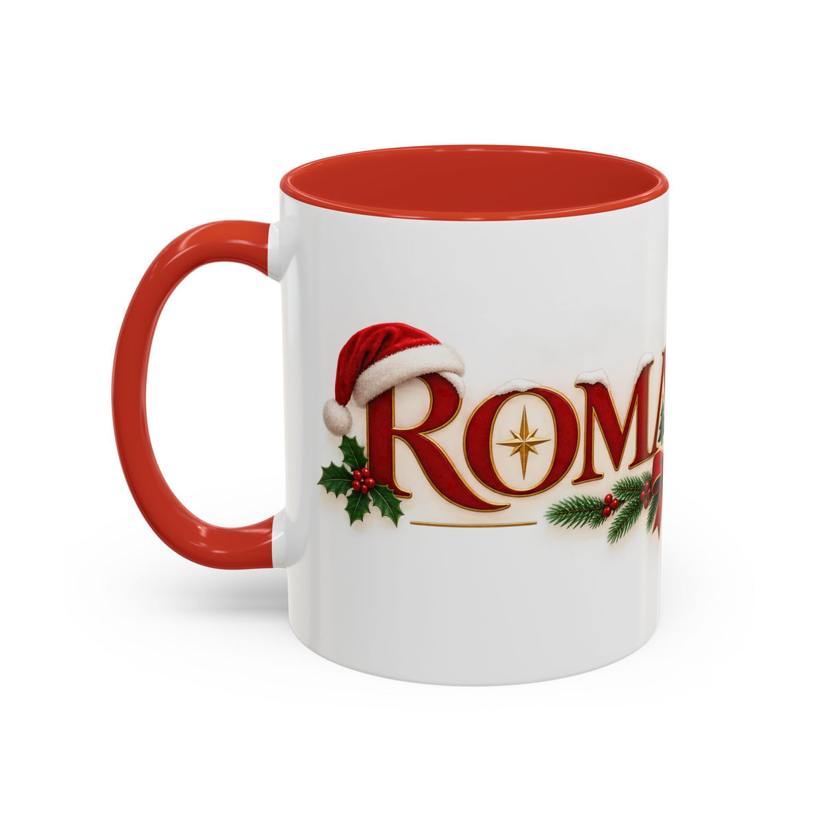 Christmas Accent Coffee Mug - Festive Garland & Bow Holiday Drinkware (11/15oz)