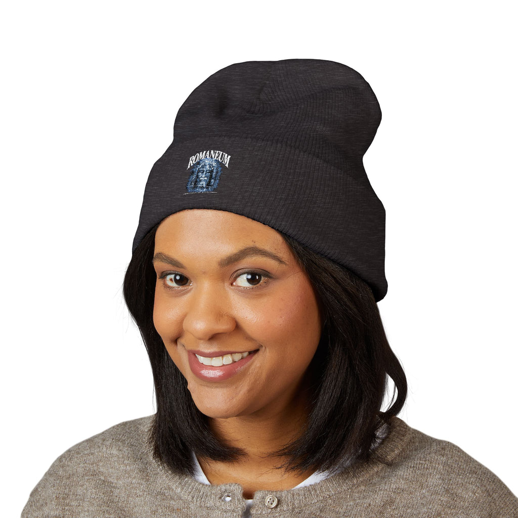 Embroidered 'ROMANEUM' Classic Cuffed Beanie —  Knit Cap
