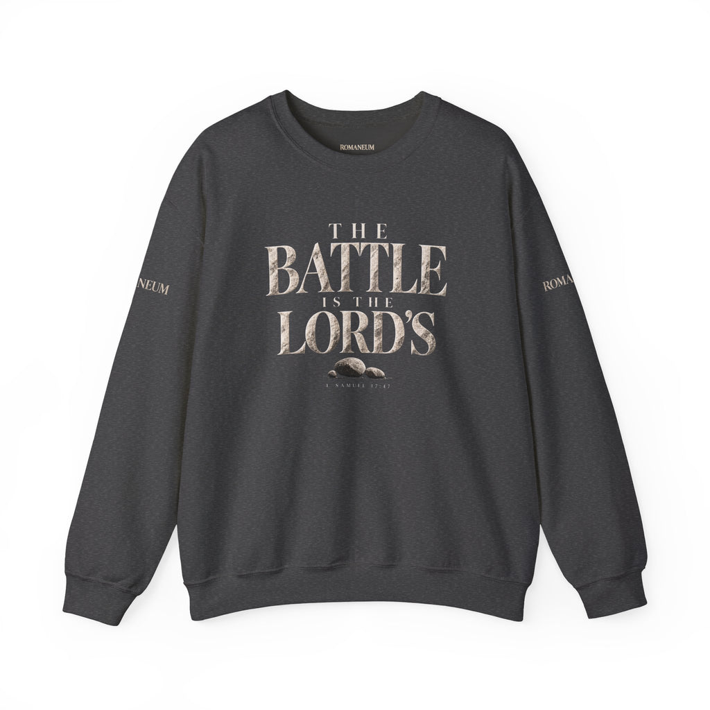 Crewneck Sweatshirt — "The Battle Is The Lord's" Roman-inspired Faith Sweatshirt