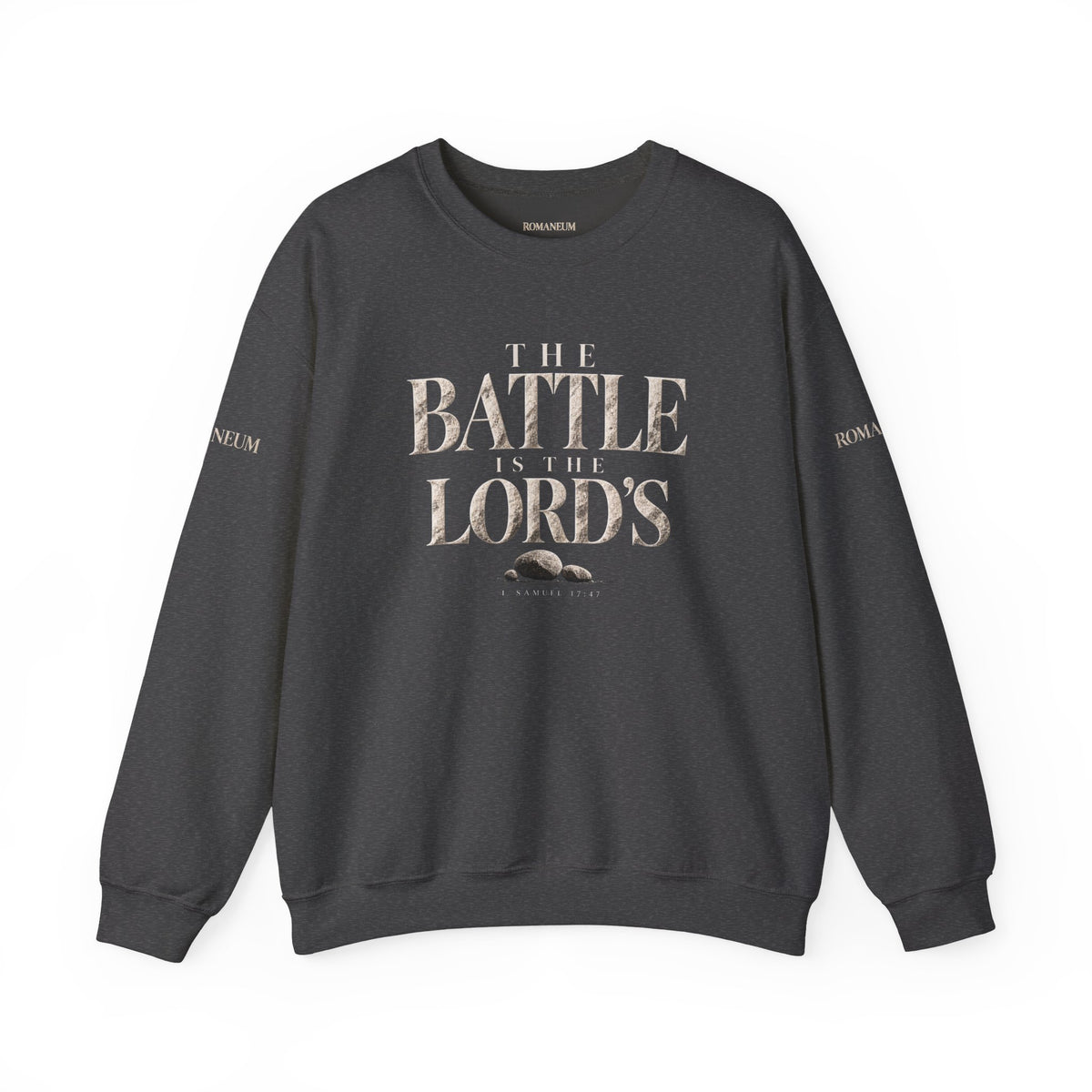 Crewneck Sweatshirt — "The Battle Is The Lord's" Roman-inspired Faith Sweatshirt