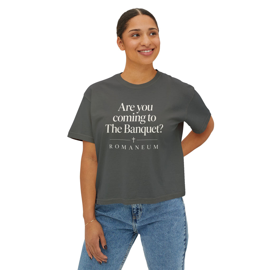 Are You Coming to The Banquet? Boxy Tee — Romaneum Christian Graphic Shirt