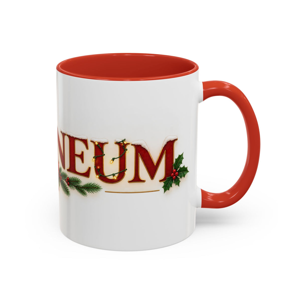 Christmas Accent Coffee Mug - Festive Garland & Bow Holiday Drinkware (11/15oz)