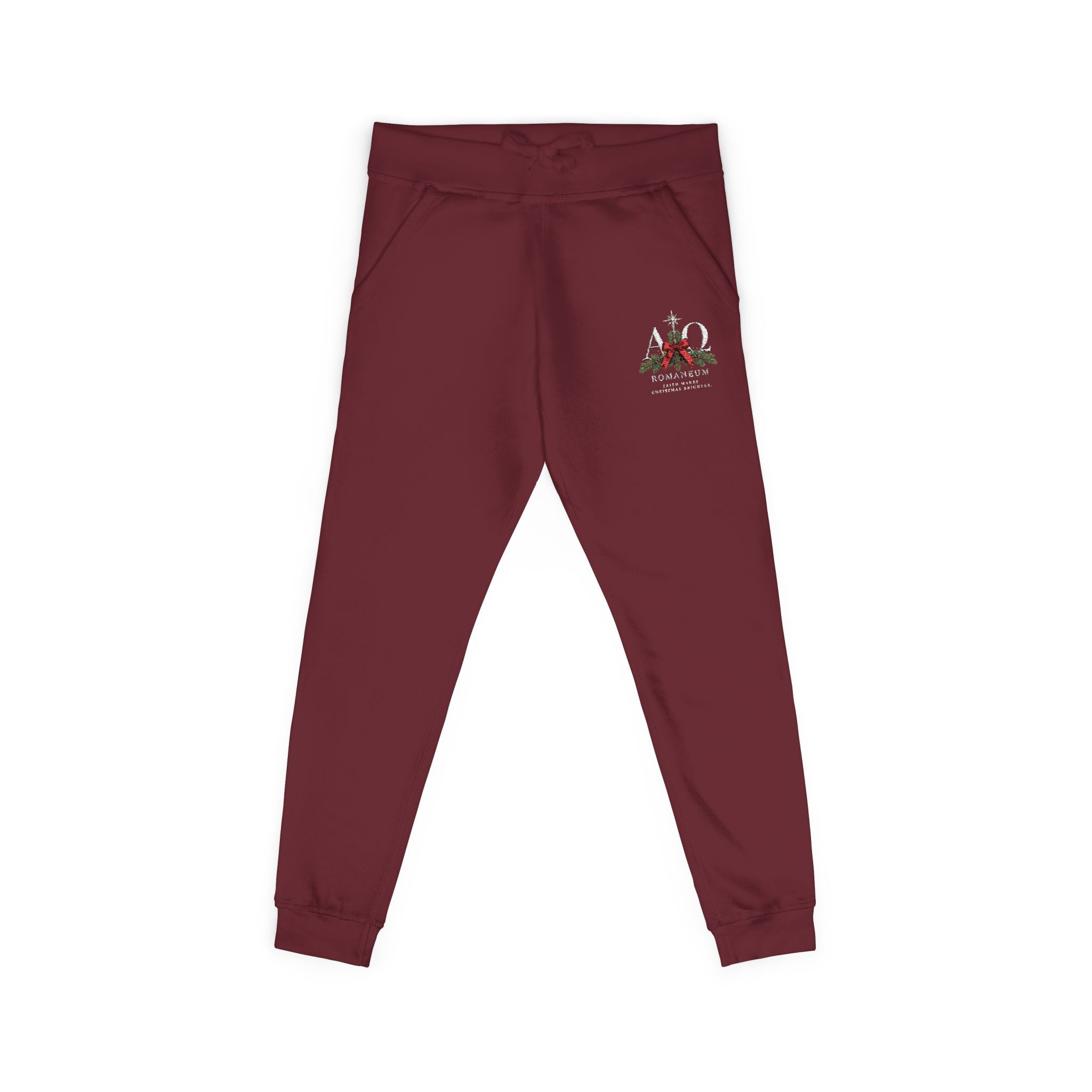 Embroidered Holiday Gnomes Fleece Sweatpants — Cozy Christmas Lounge Pants