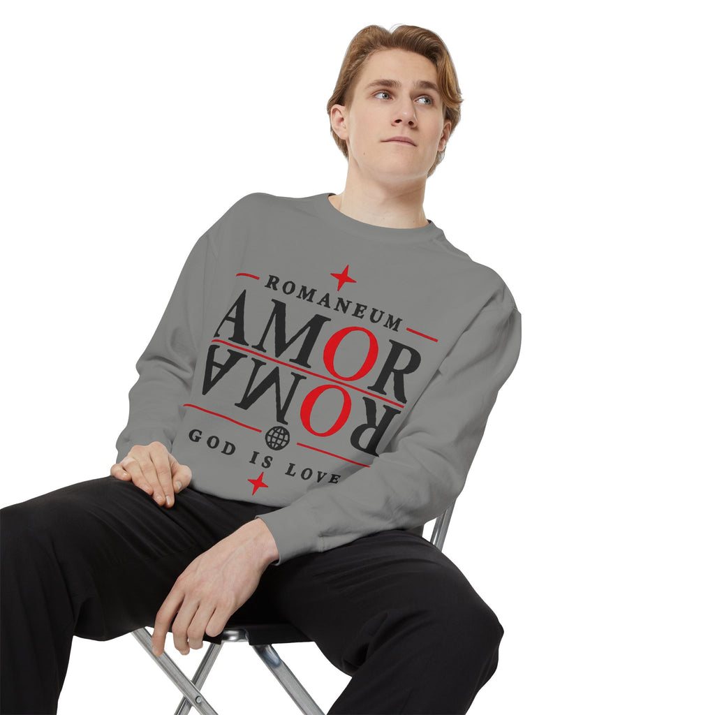 Romaneum Amor Crewneck Sweatshirt — "Amor Roma" Christian Graphic Sweatshirt
