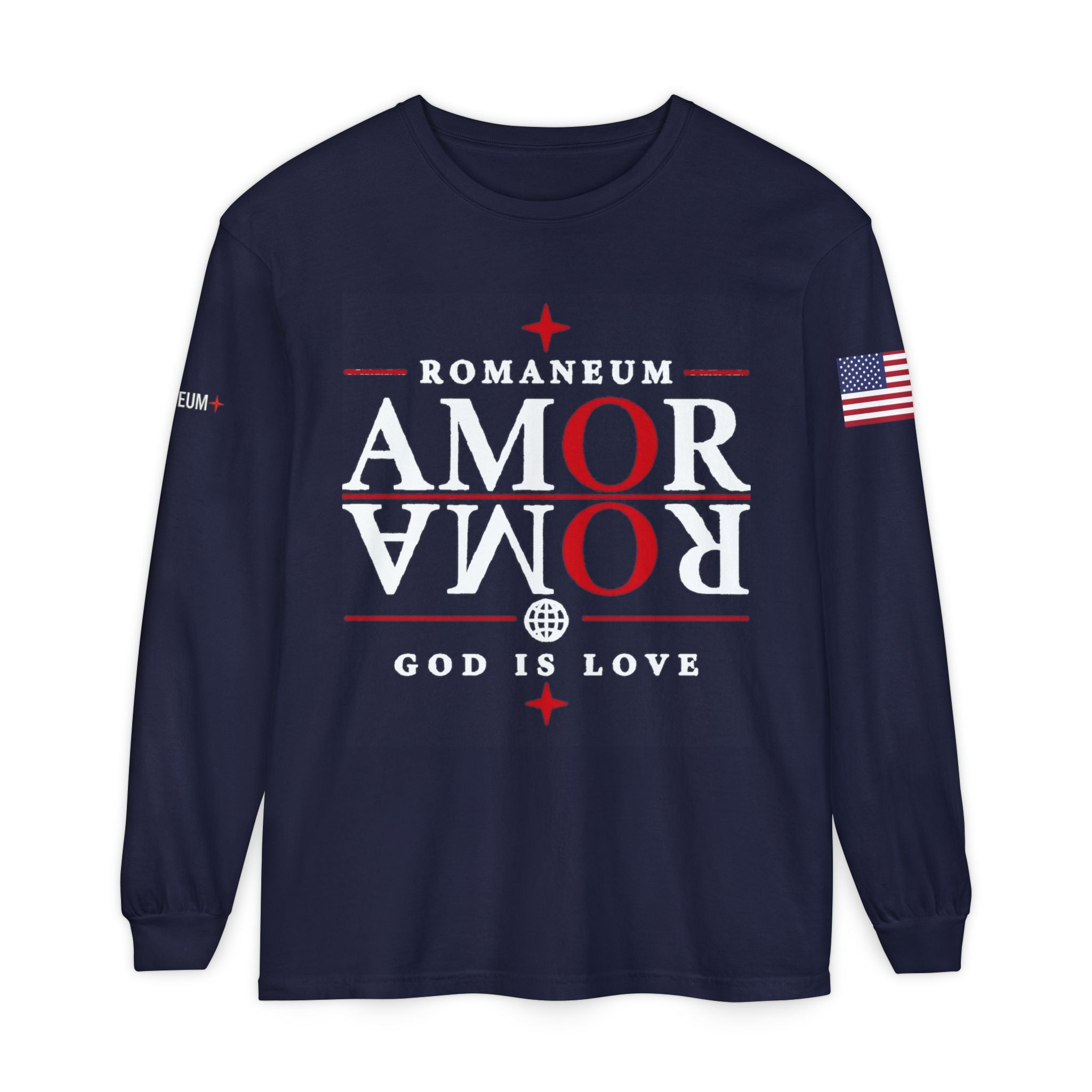 Romaneum "AMOR/ROMA" Long Sleeve Tee — God Is Love Graphic Shirt