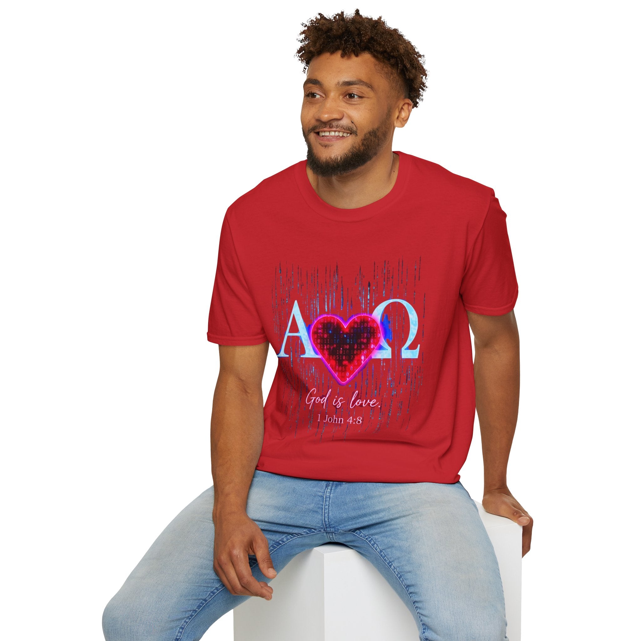 Alpha Omega Heart T-Shirt | Christian Scripture John 3:16 Design