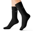 Black Sublimation Crew Socks with Abracadabra Logo — Magic-Themed Novelty Socks