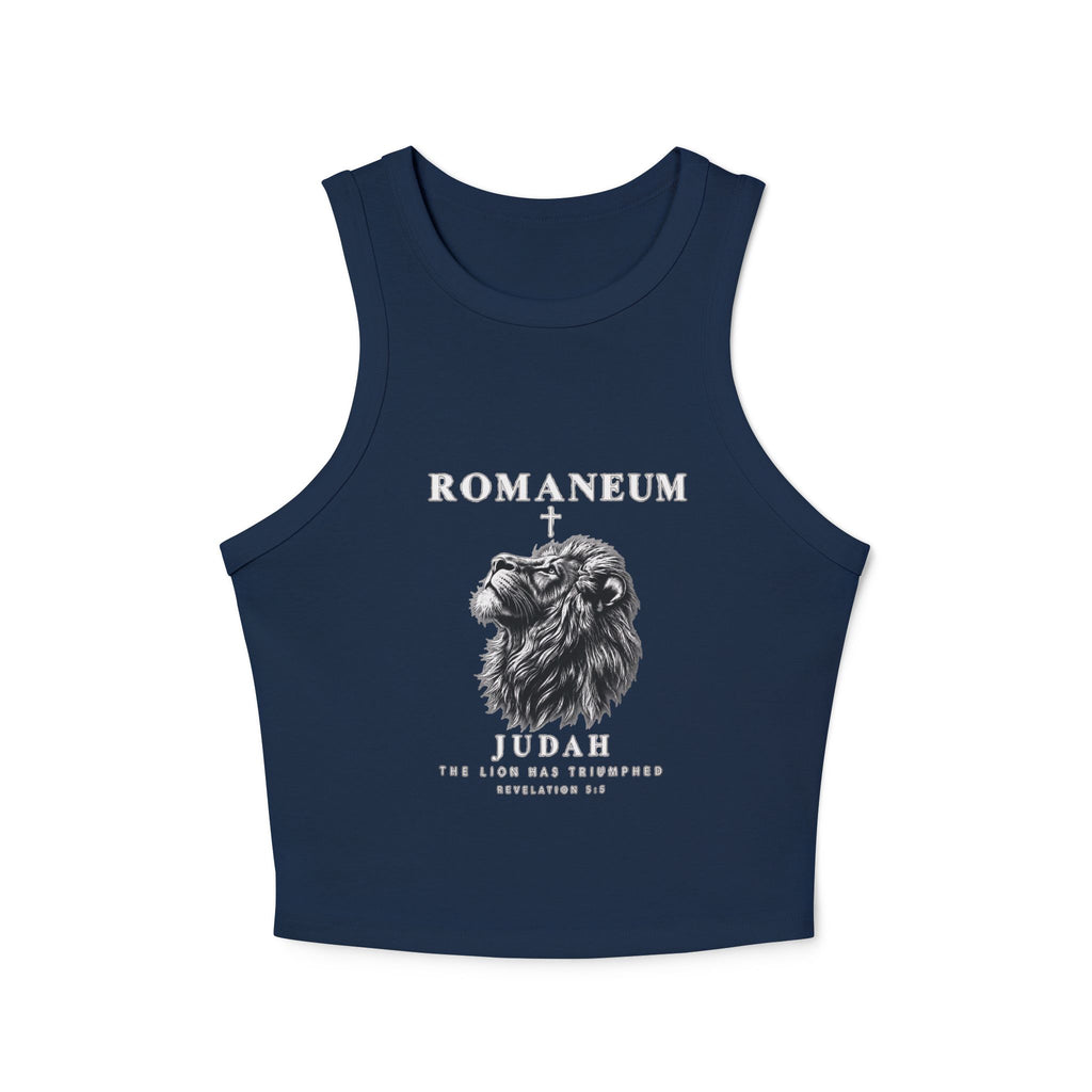 Romaneum Judah Lion Crop Tank — Women's Graphic Racer Tank Top