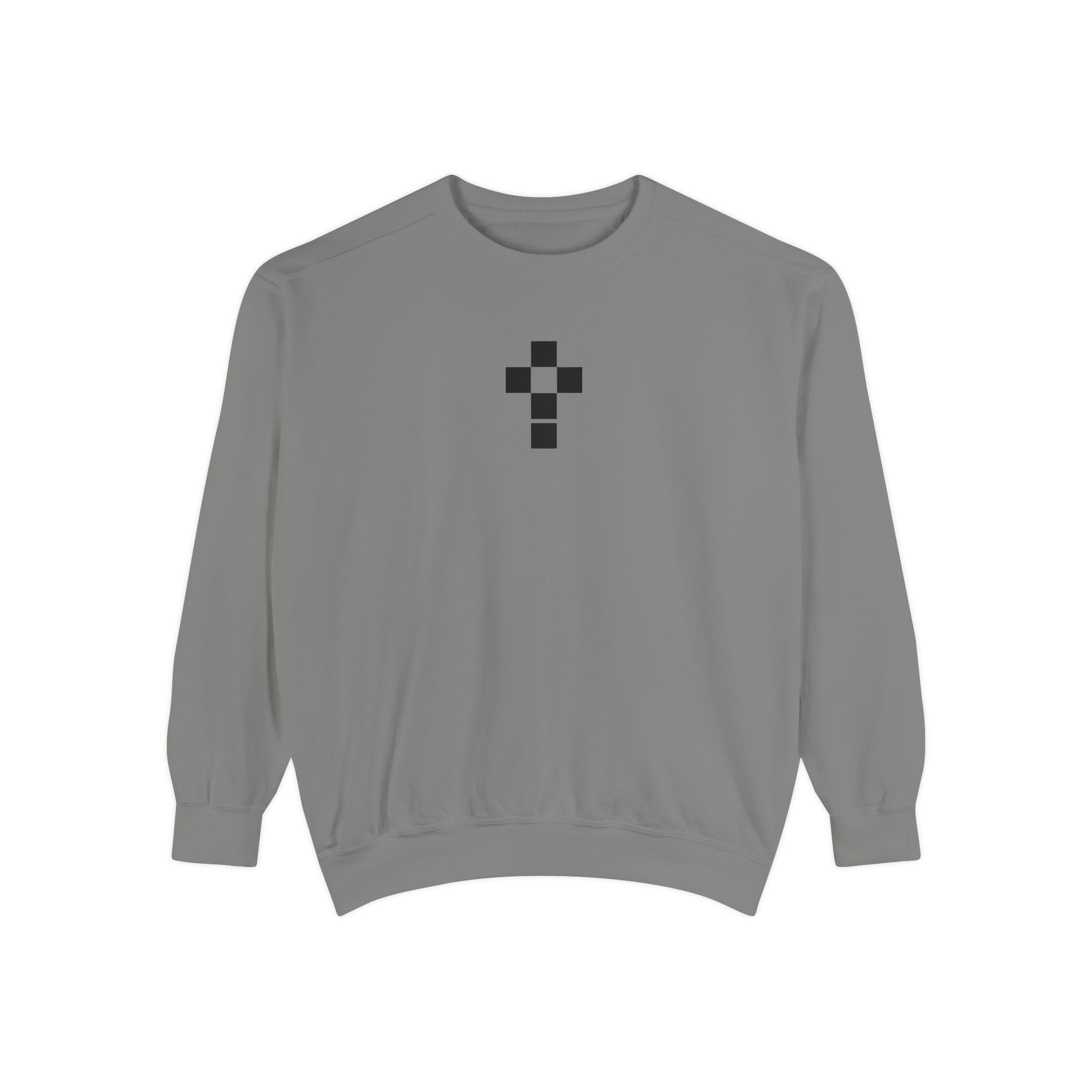 Romaneum Checkerboard Cross Sweatshirt | Minimal Religious Crewneck