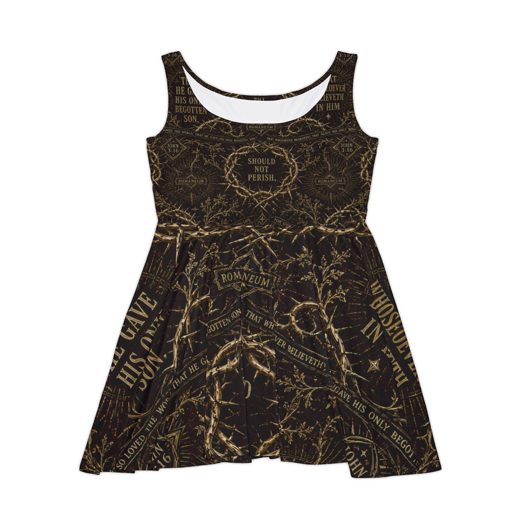 Vintage Gothic Script Skater Dress — Barbed Vine AOP