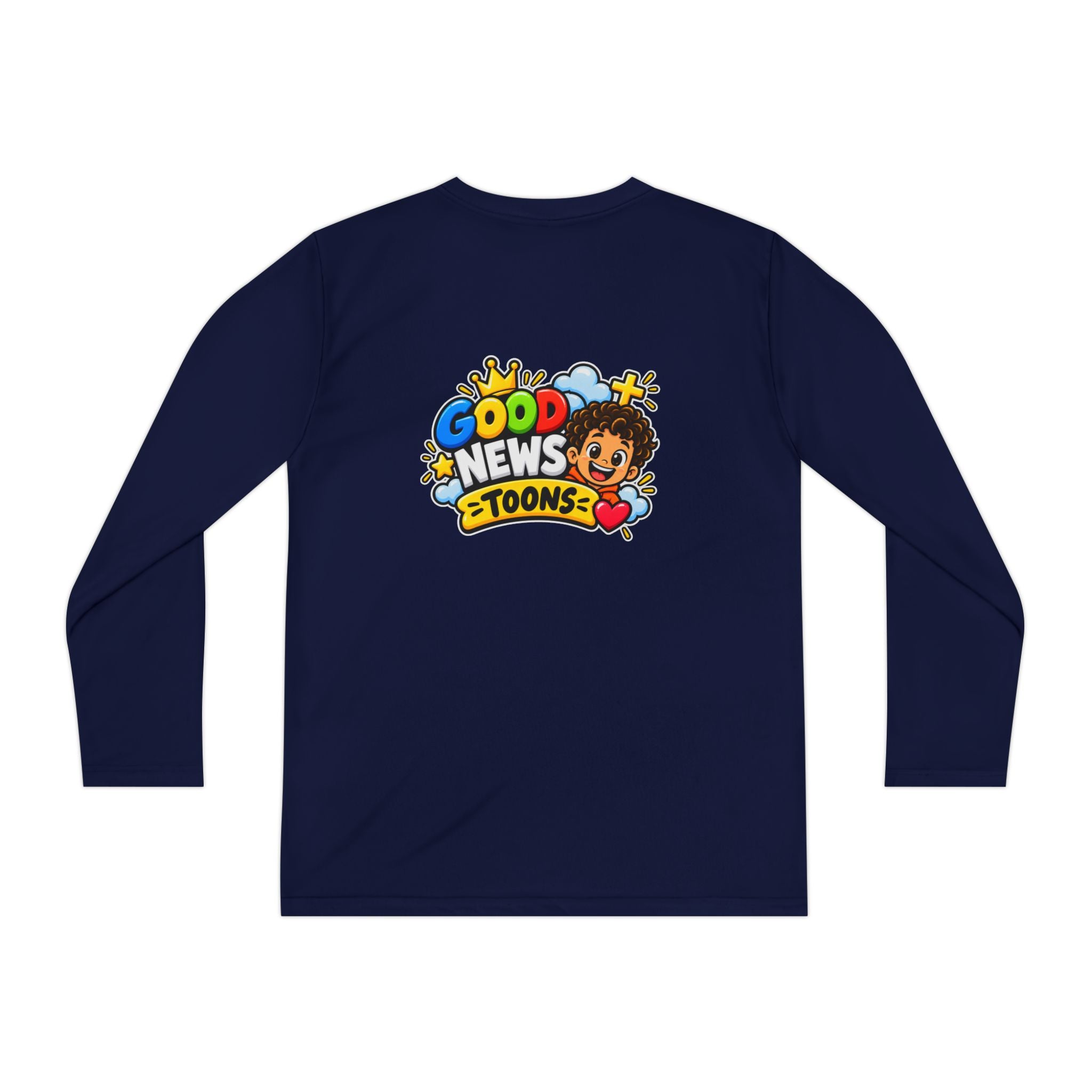 Faith Over Fear Youth Long Sleeve Tee — Good News Toons Graphic