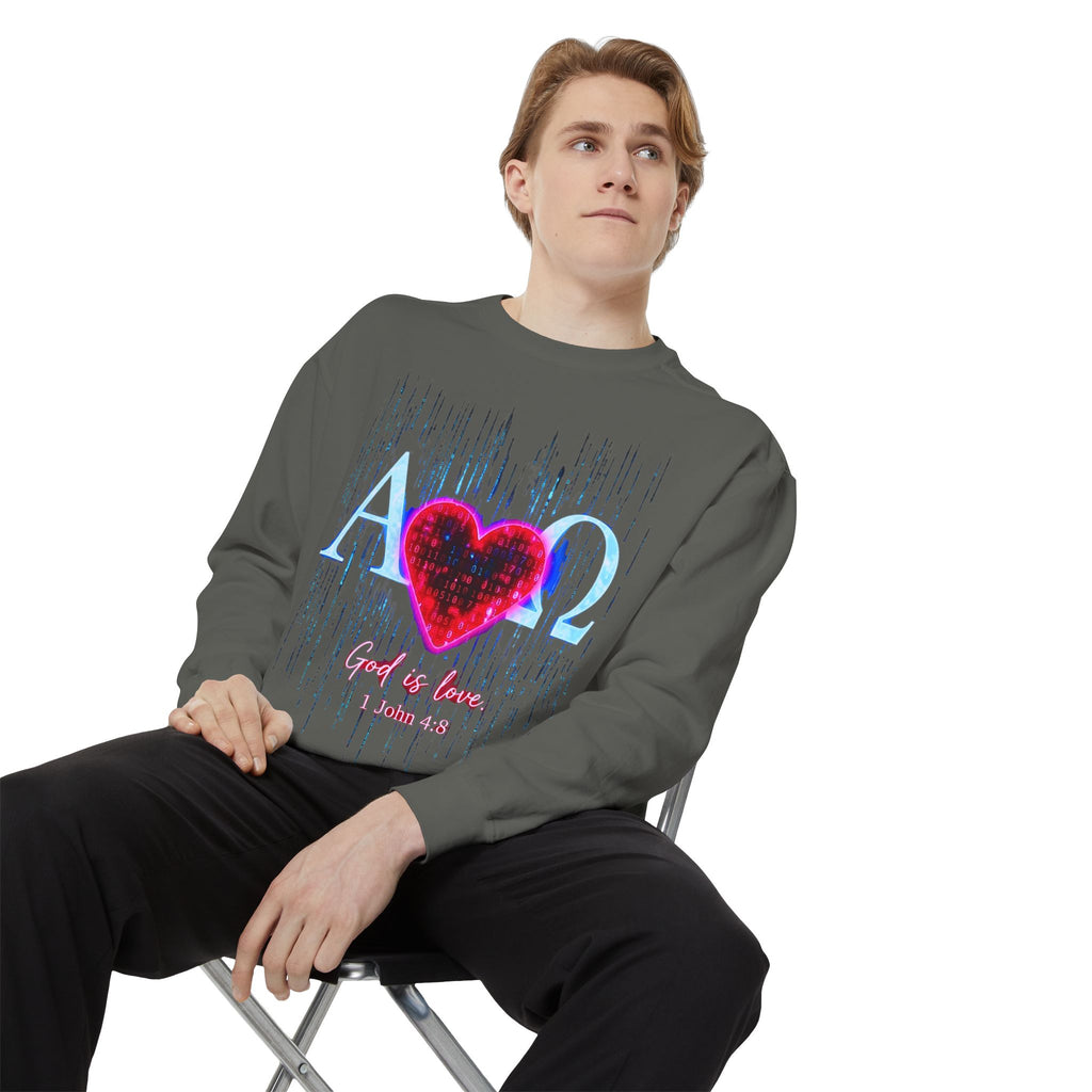 Alpha Omega Heart design sweatshirt | God is Love 1 John 4:8 RomanEum