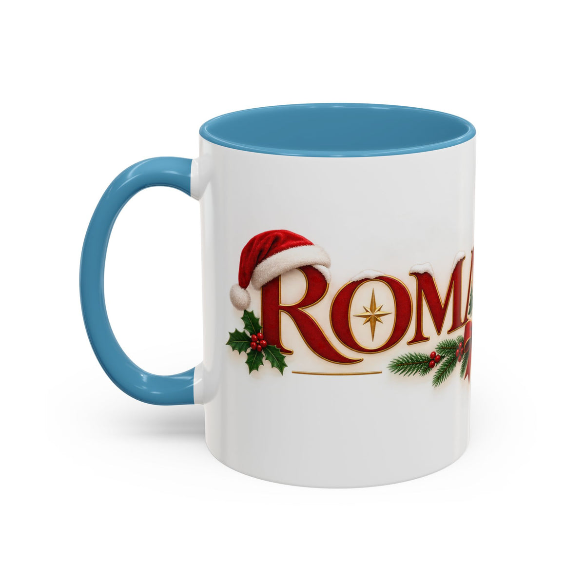 Christmas Accent Coffee Mug - Festive Garland & Bow Holiday Drinkware (11/15oz)