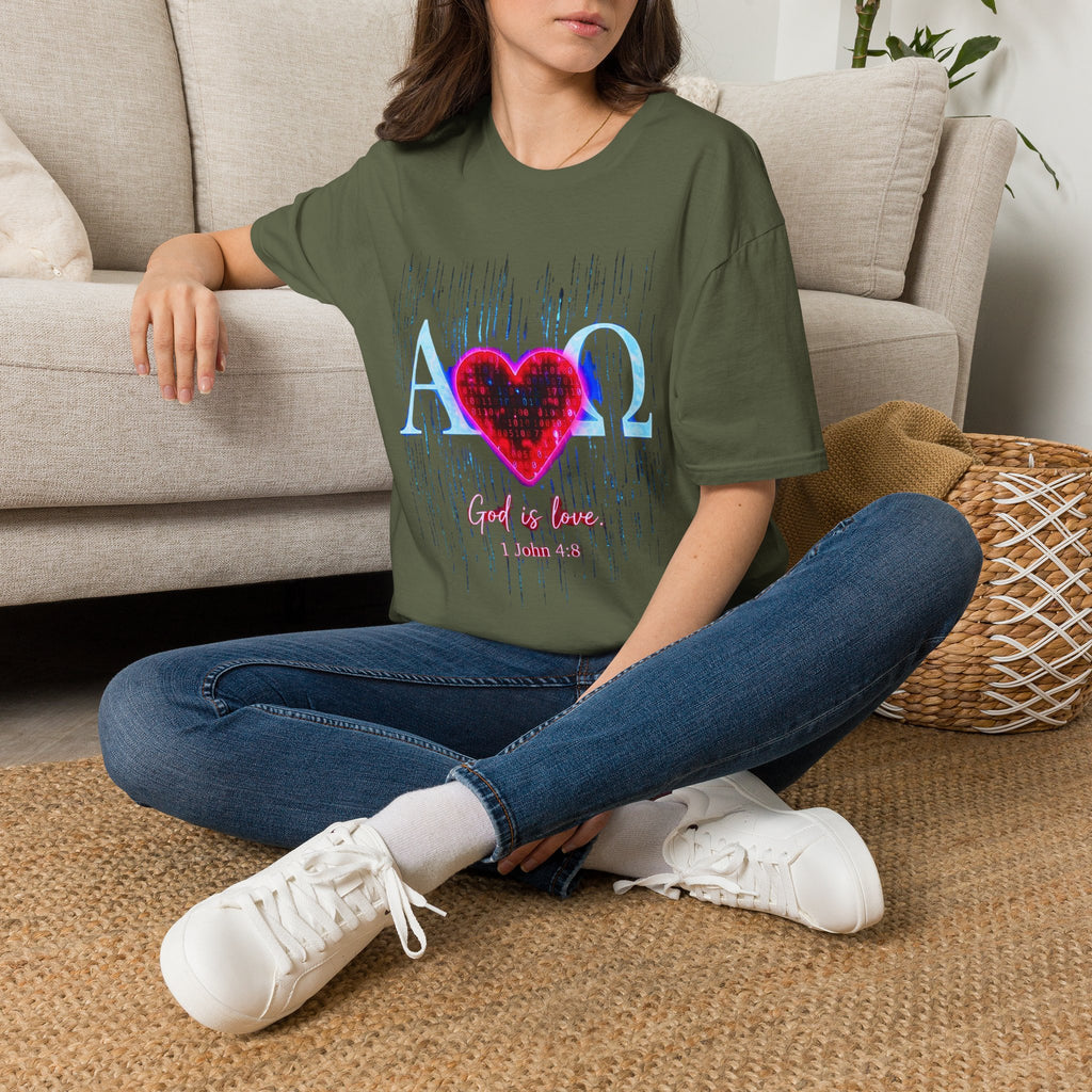 Alpha Omega Heart T-Shirt | Christian Scripture John 3:16 Design