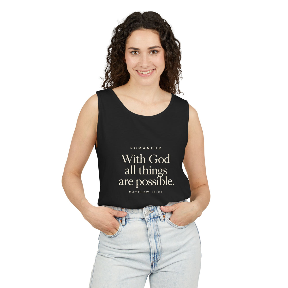 RomaneumTank Top — "With God all things are possible" (Matthew 19:26)