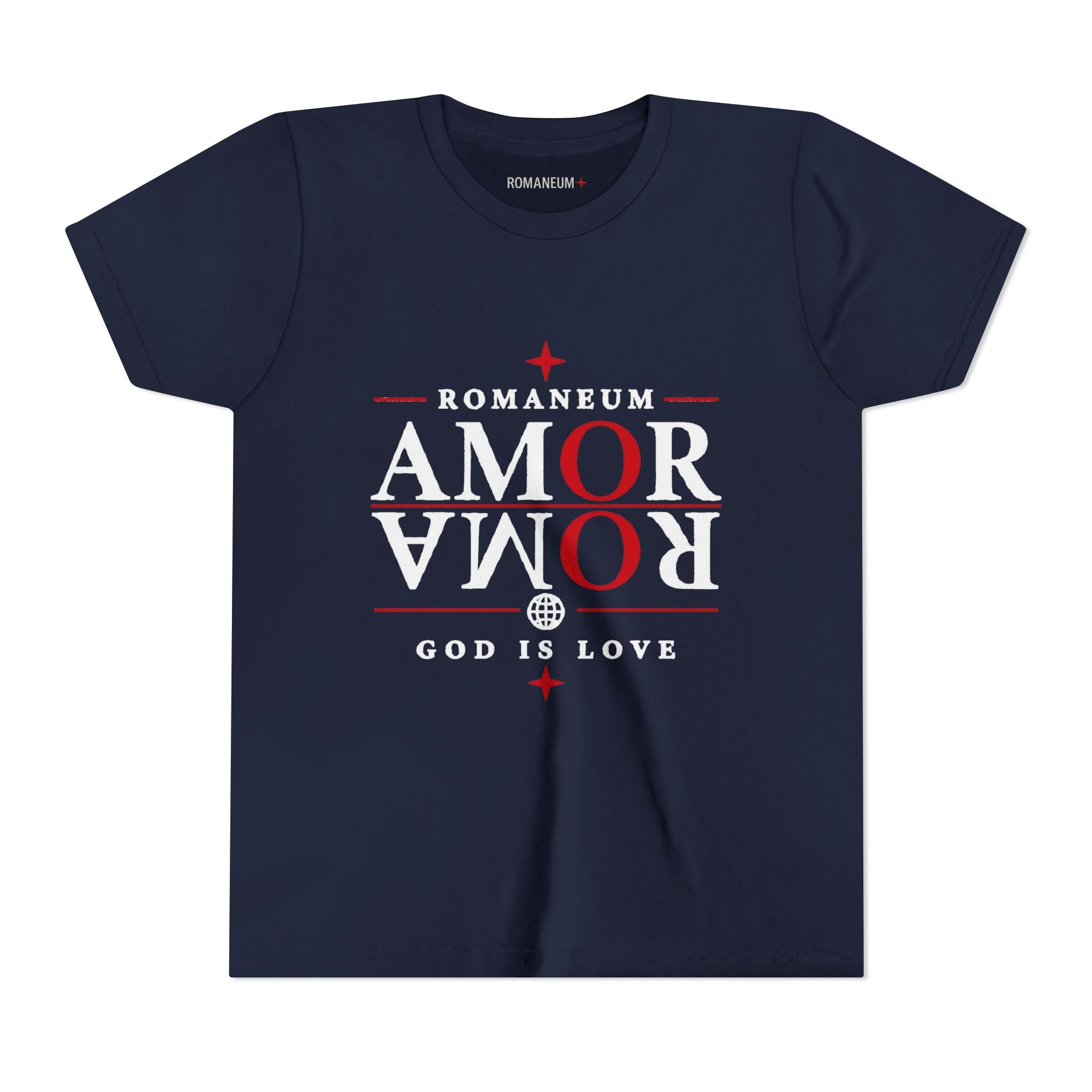 Youth Tee — ROMANEUM “AMOR / ROMA” God Is Love Graphic