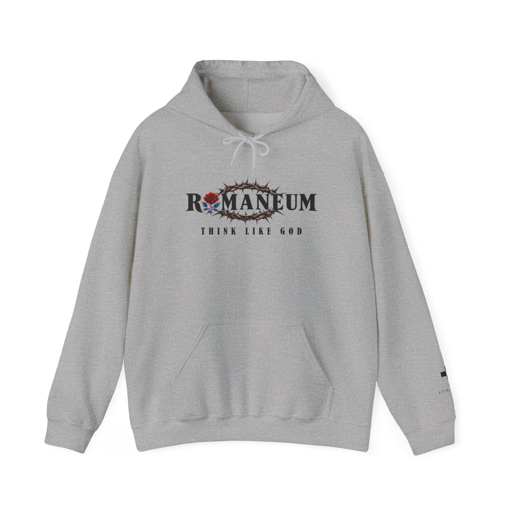 Romaneum Hoodie — Think Like God Rose Logo Pullover