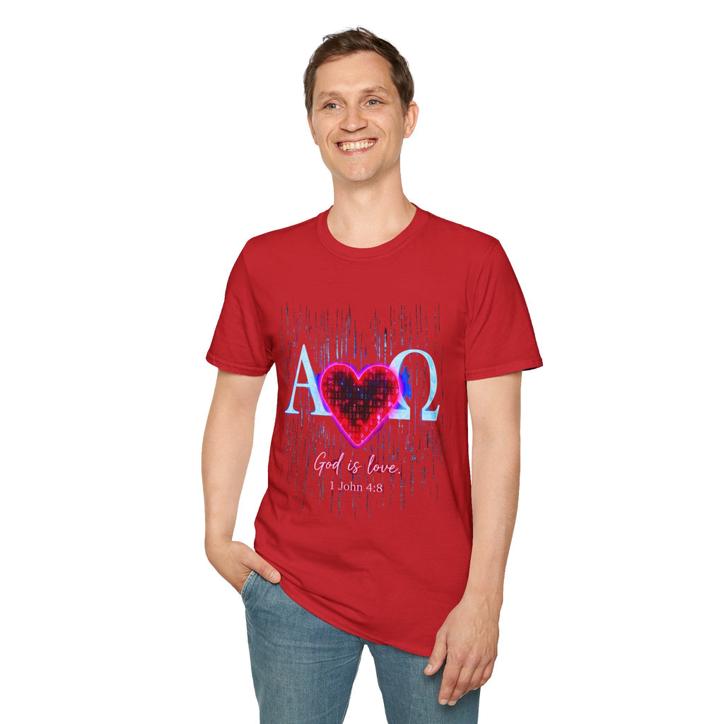 Alpha Omega Heart T-Shirt | Christian Scripture John 3:16 Design