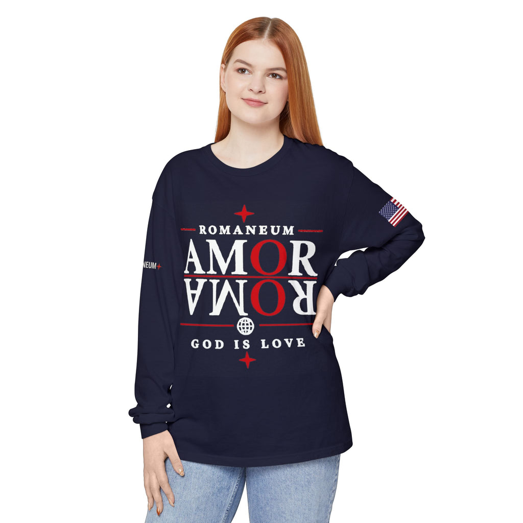 Romaneum "AMOR/ROMA" Long Sleeve Tee — God Is Love Graphic Shirt