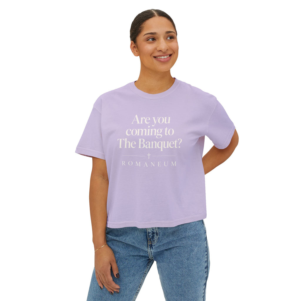Are You Coming to The Banquet? Boxy Tee — Romaneum Christian Graphic Shirt