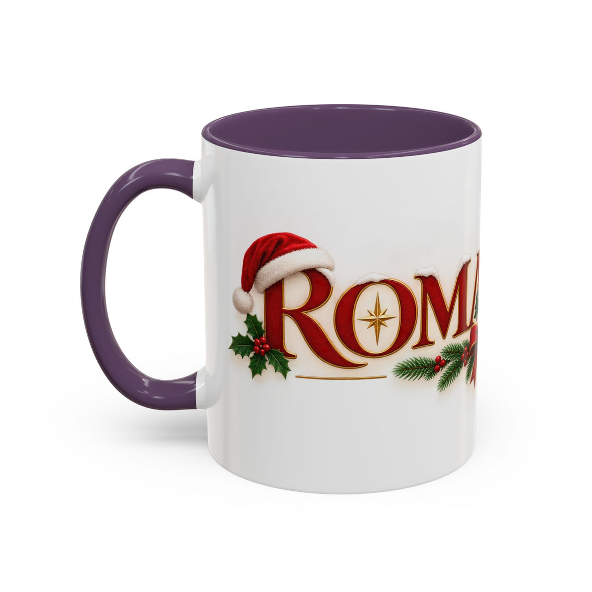Christmas Accent Coffee Mug - Festive Garland & Bow Holiday Drinkware (11/15oz)