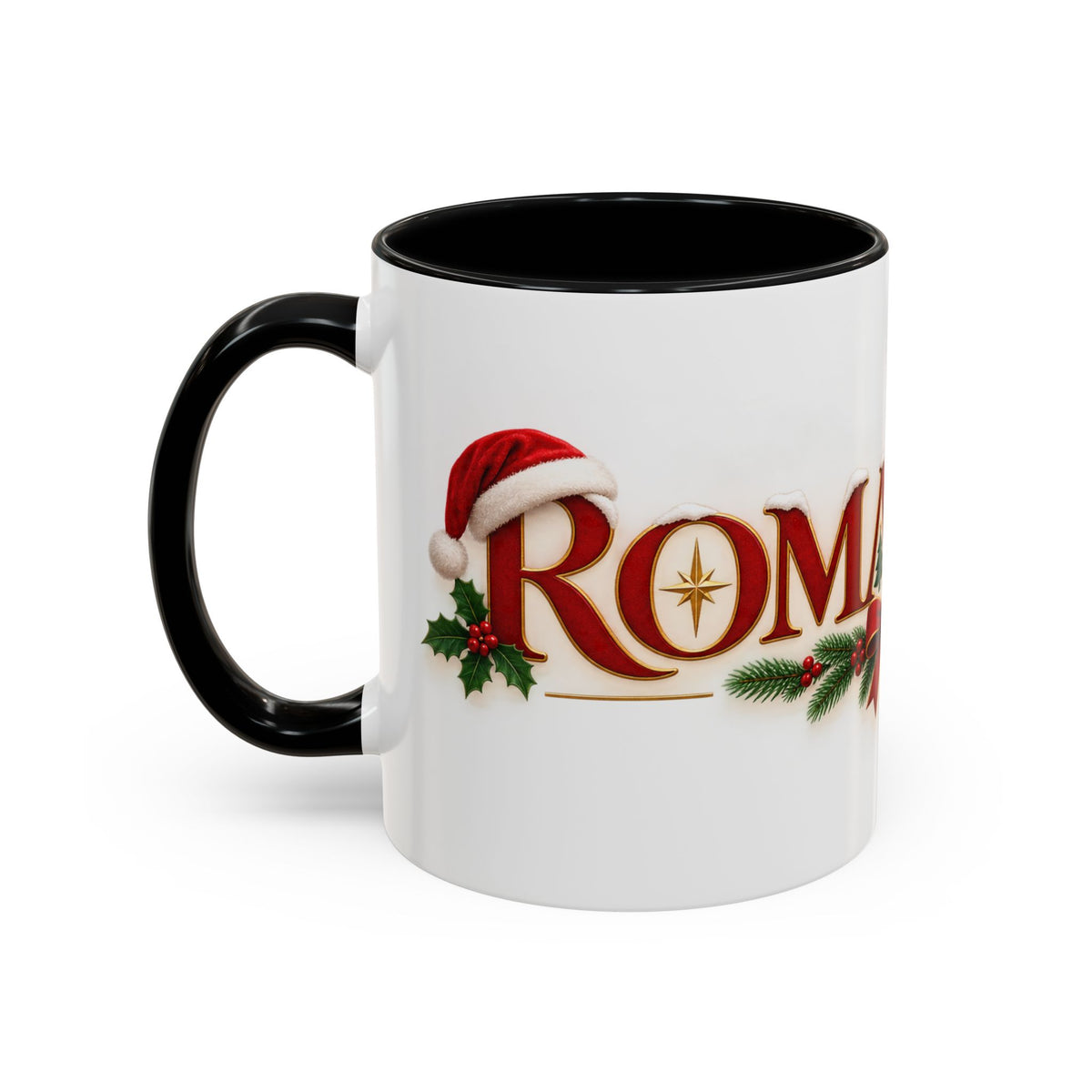 Christmas Accent Coffee Mug - Festive Garland & Bow Holiday Drinkware (11/15oz)