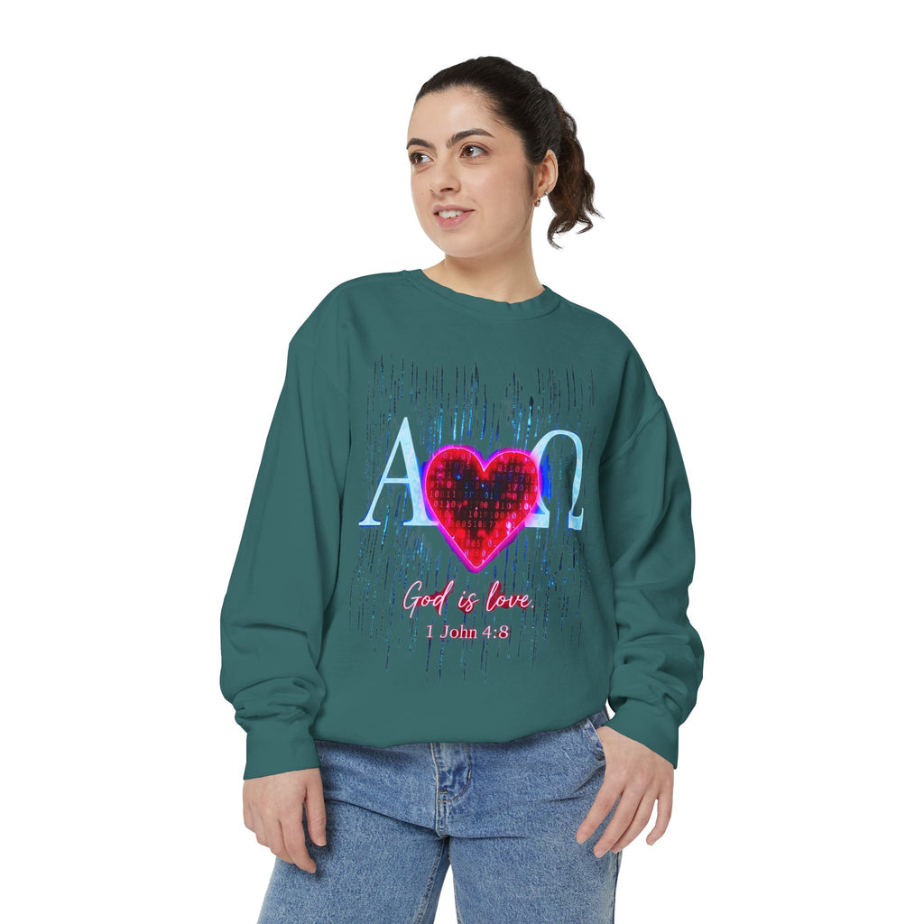 Alpha Omega Heart design sweatshirt | God is Love 1 John 4:8 RomanEum