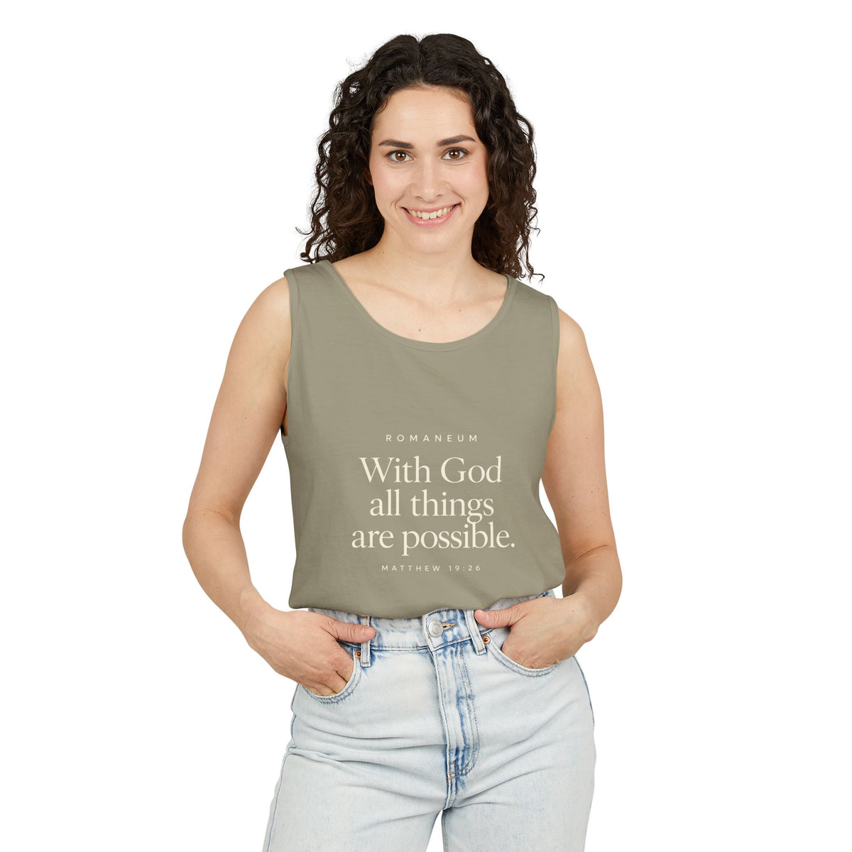 RomaneumTank Top — "With God all things are possible" (Matthew 19:26)
