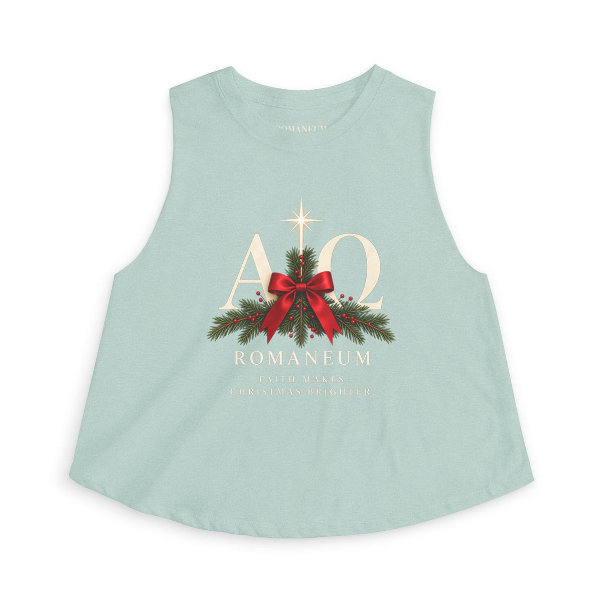 Christmas Crop Top – "AΩ Romaneum" Holiday Graphic Tank