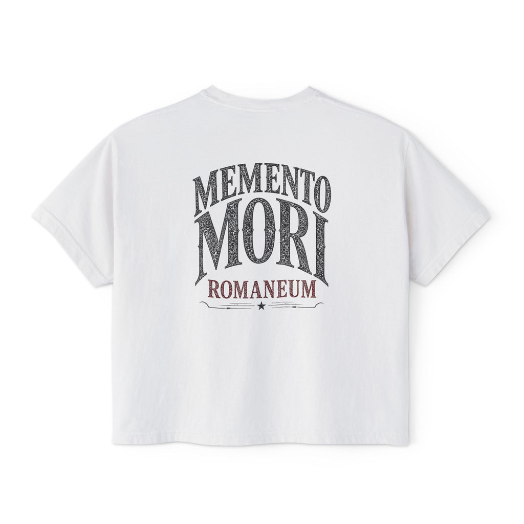 Memento Mori Boxy Tee — Vintage Skull Romaneum Graphic Shirt