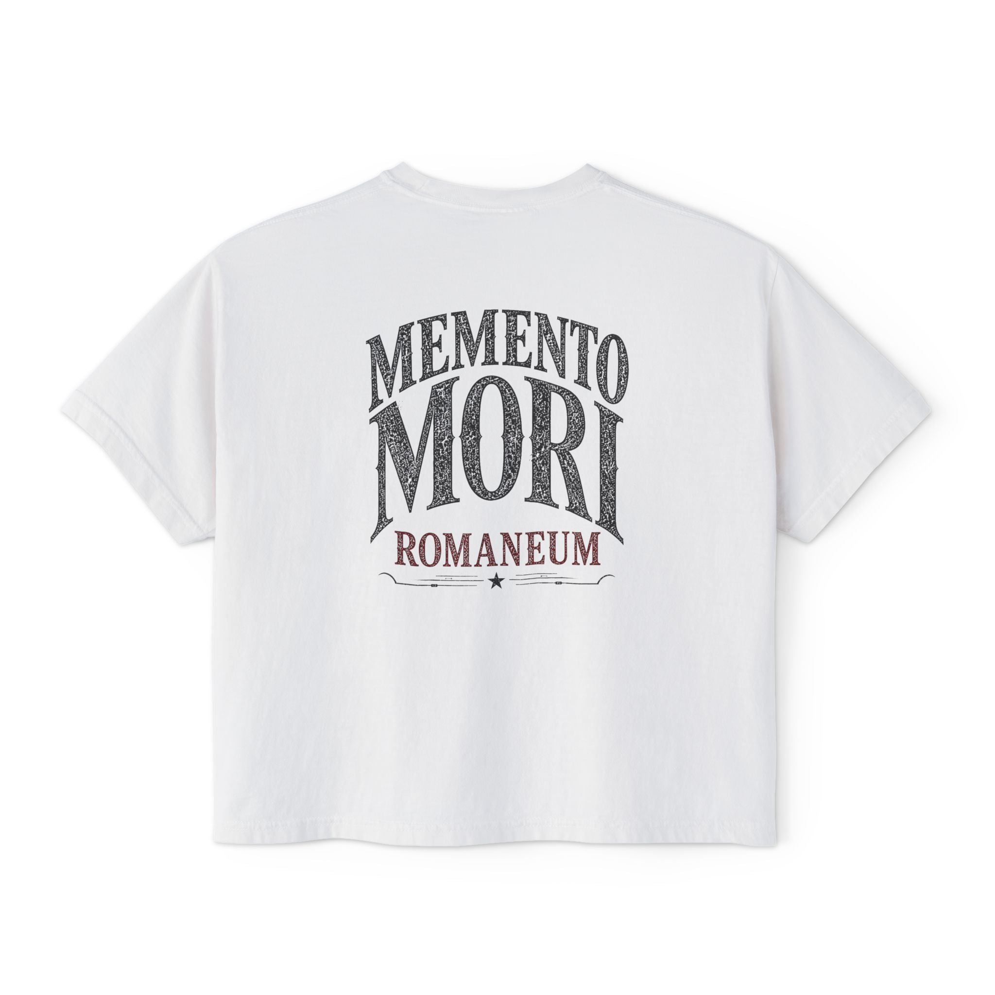 Memento Mori Boxy Tee — Vintage Skull Romaneum Graphic Shirt