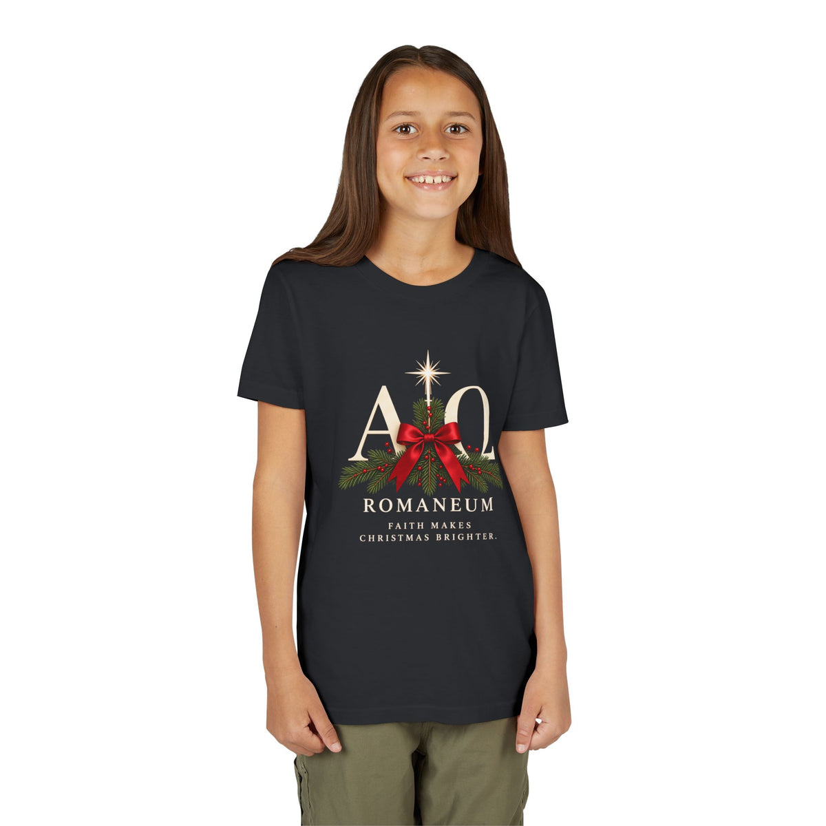 Youth Tee — Romaneum Alpha Omega Christmas Design