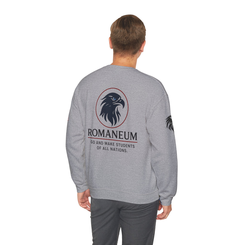 Romaneum eagle crest Crewneck sweatshirt | Romaneum logo, American flag sleeve