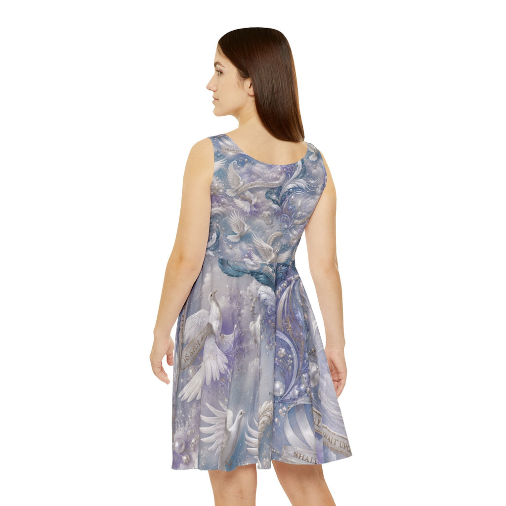 Ethereal Angel Wings Skater Dress — Pastel Dove Print