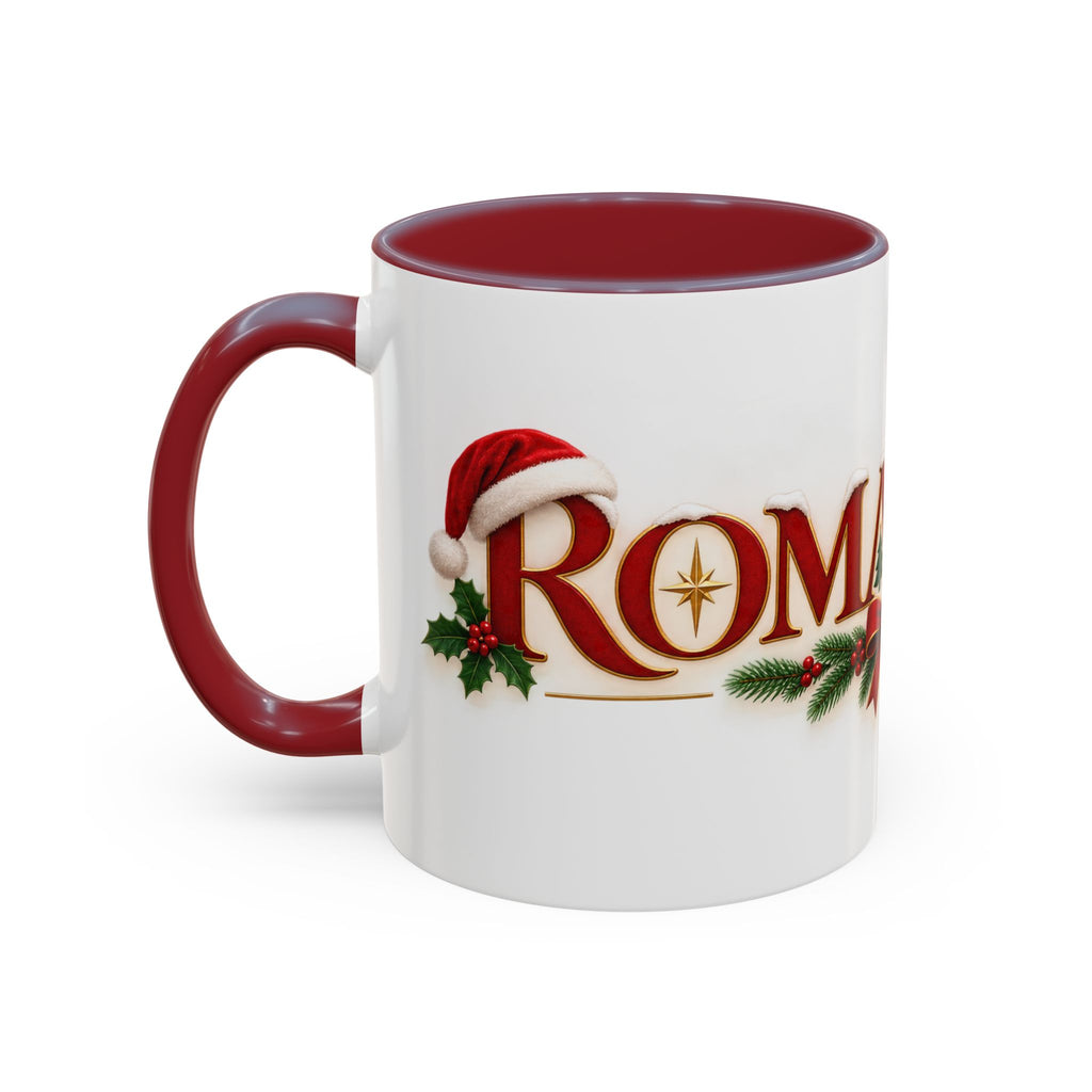 Christmas Accent Coffee Mug - Festive Garland & Bow Holiday Drinkware (11/15oz)