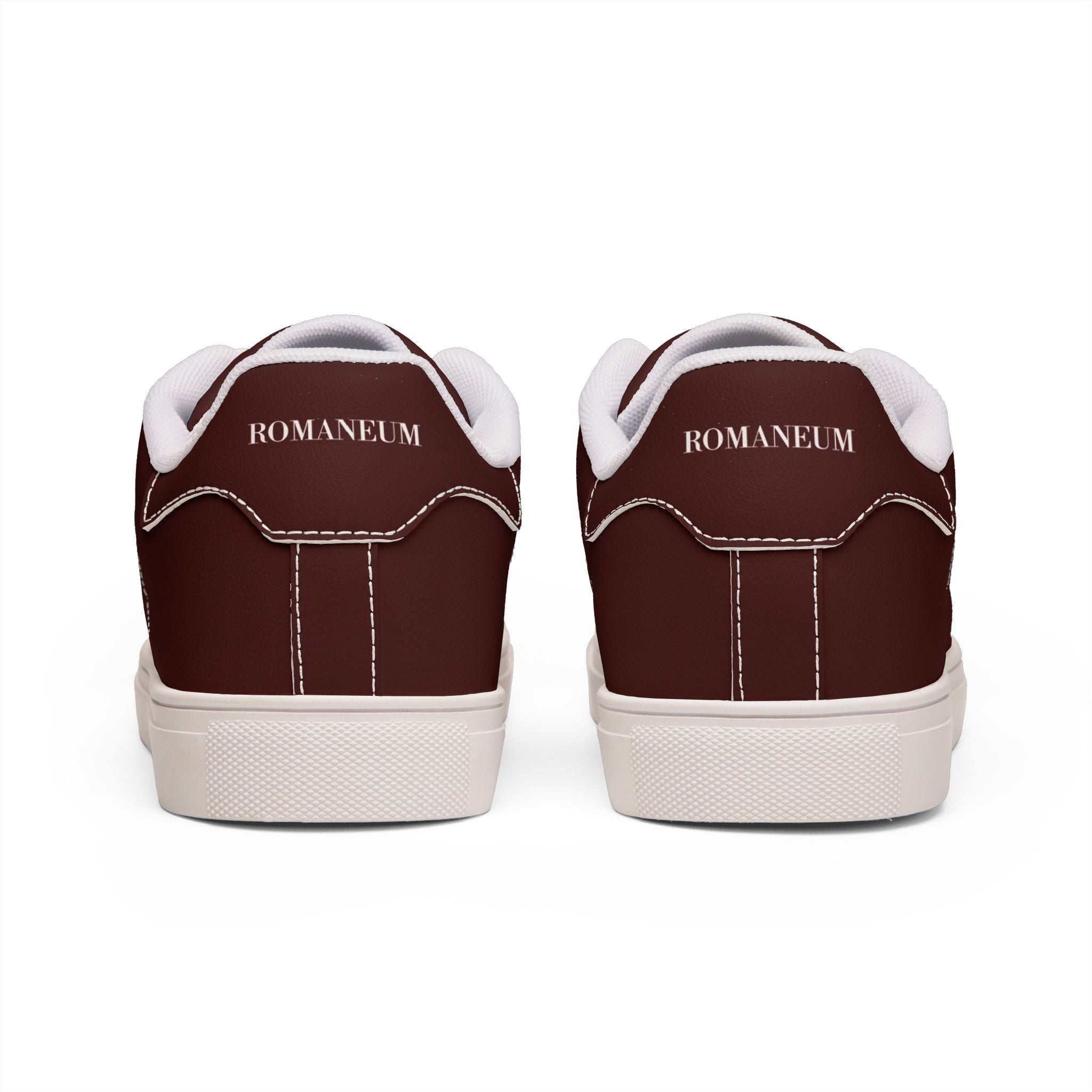 Men's Leather Low-Top Sneakers — Burgundy Casual Streetwear