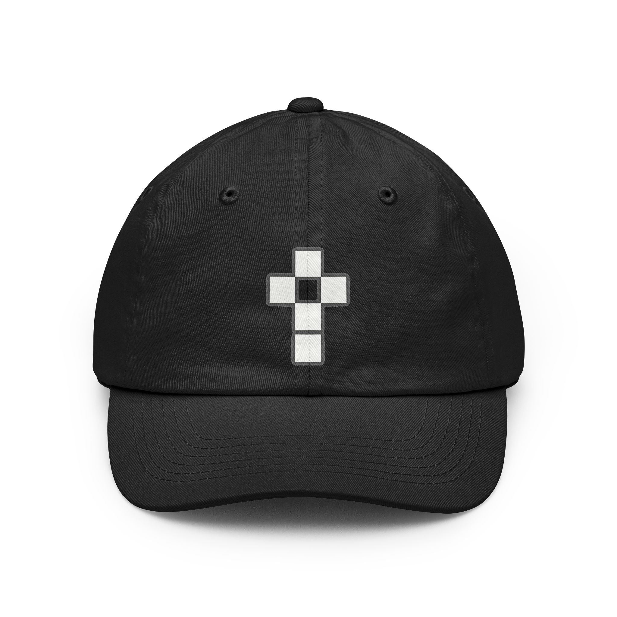 Classic Dad Hat — Minimal Pixel Cross Embroidered Cap
