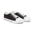 Low Top Sneakers — Black Canvas Casual Shoes with 'ROMA' Red Text