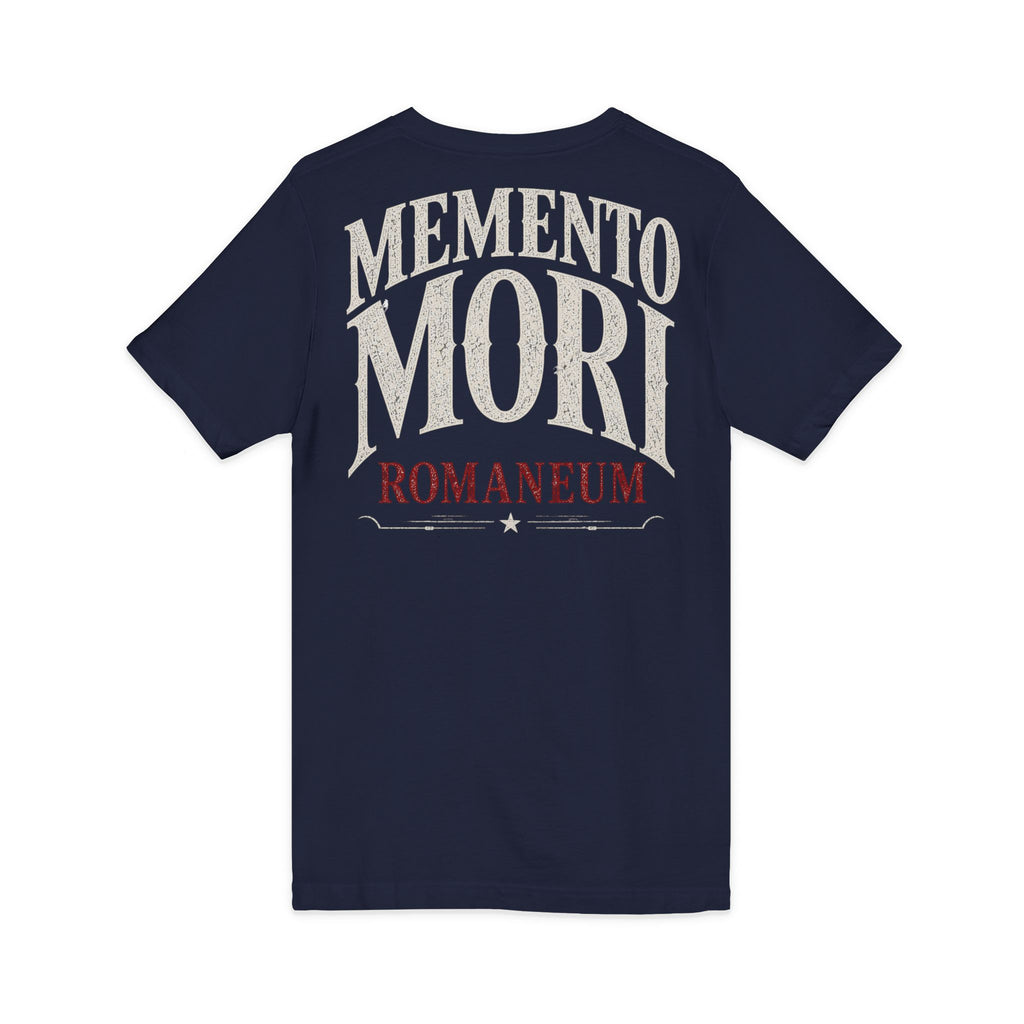 Memento Mori V-Neck Tee — Romaneum Skull Graphic Shirt