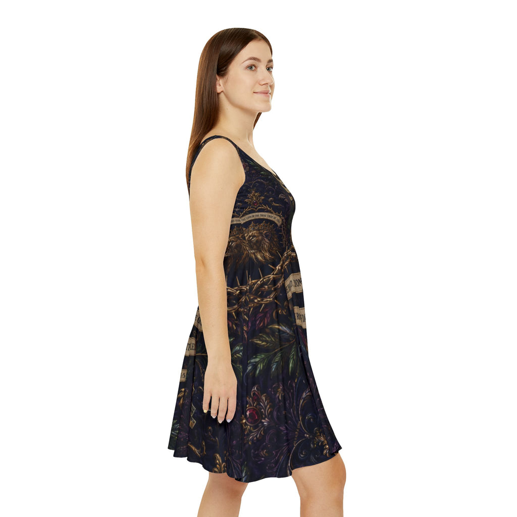 Baroque Floral Skater Dress — Vintage Dark Garden Print