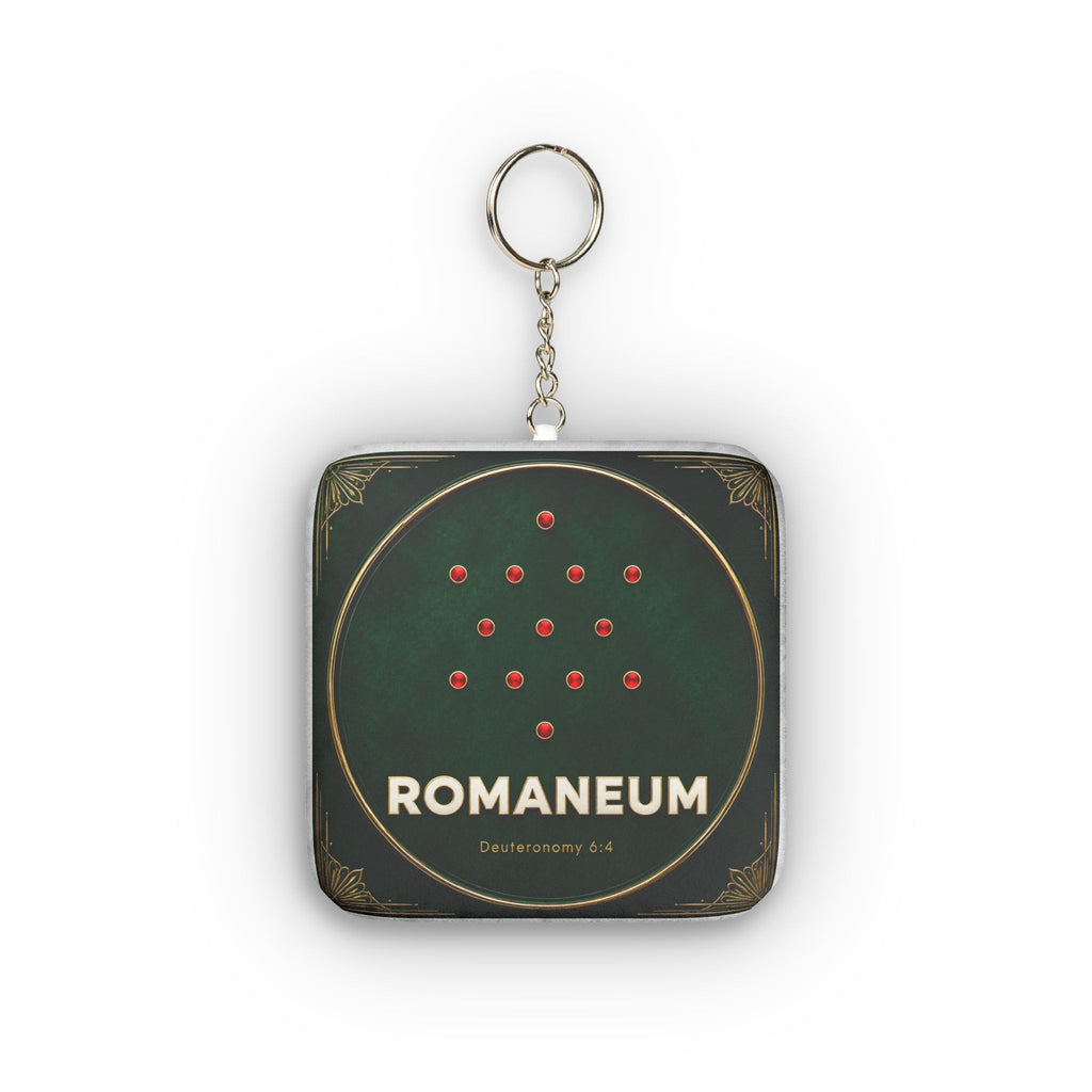 Custom Shape Mini Plush Keychain — Romaneum Logo Plush Keyring